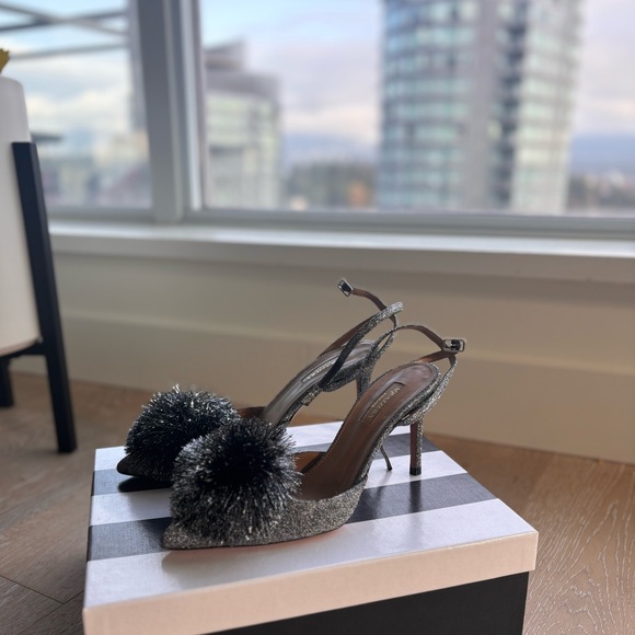 Aquazurra powder puff sling heel - Silver. 7.5 - Picture 2 of 7